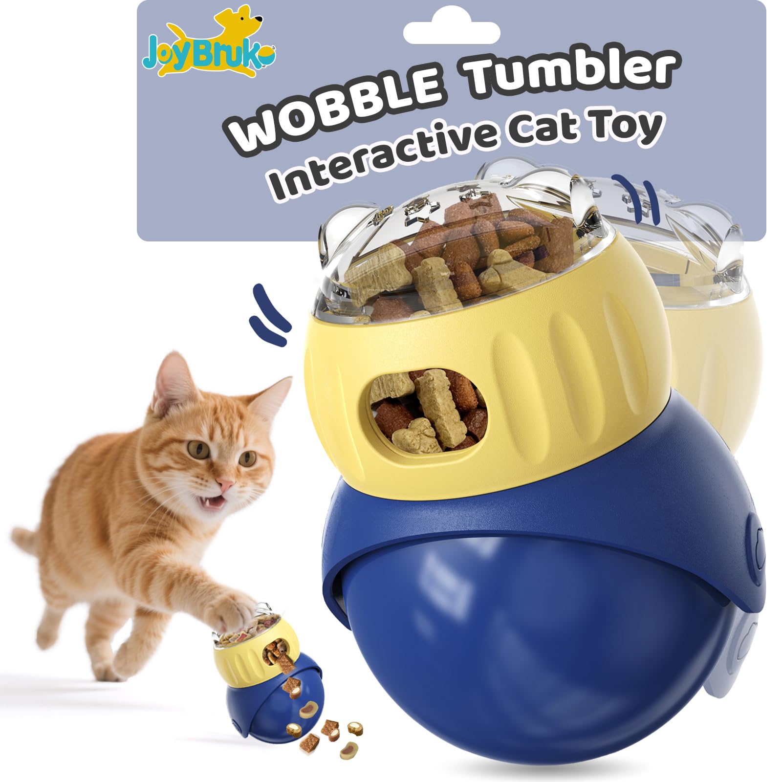 JoyBruko Interactive Cat Toys Treat Puzzle - for Indoor Cats Weight Loss Wobble Tumbler Feeder Food Dispenser, Fun Sliding Rolling, Enrichment Portion