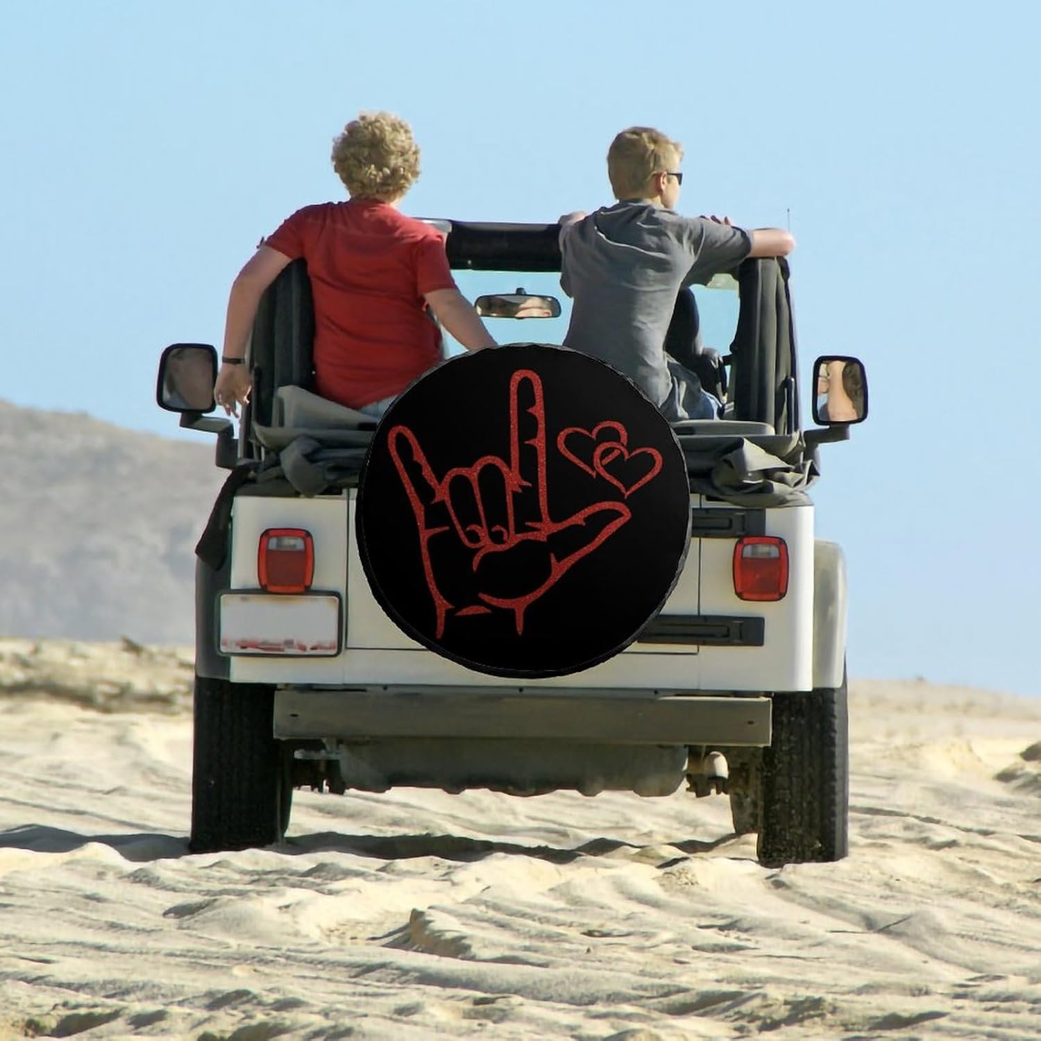 ASL I Love You Sign Language Funny Spare Tire Cover Wheel Protectors Case Waterproof for Travel Camping Truck RV SUV
