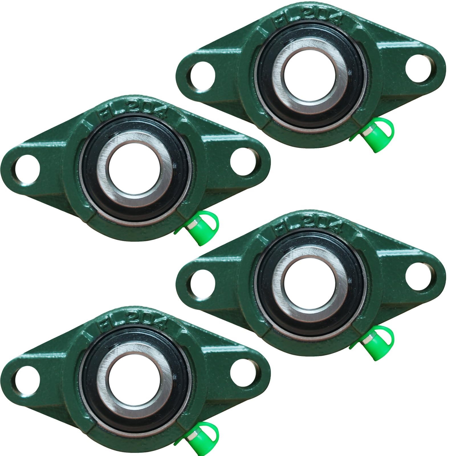 4 Pack UCFL204-12 Pillow Block Bearing, Flange Mount Ball Bearing Unit, 3/4 in Bore, 2-Bolt Flange, Self Aligning Cast Iron Housing, Set Screw Locking Style Flange Pillow Block Bearing