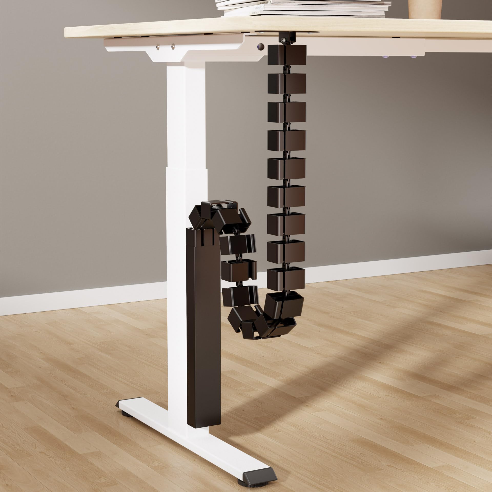 Mimoke Gestione cavi Spine Gestione cavi Canale magnetico Organizer modulare per cavi sotto la scrivania, design rettangolare per separazione e protezione dei cavi (nero)