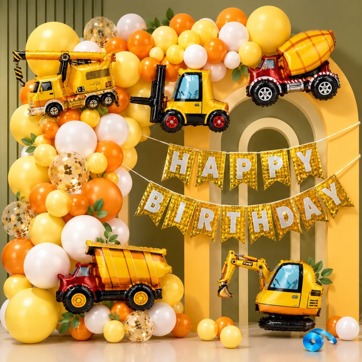 56 Pcs JCB Construction Theme Birthday Decoration Balloon Kit-image-19