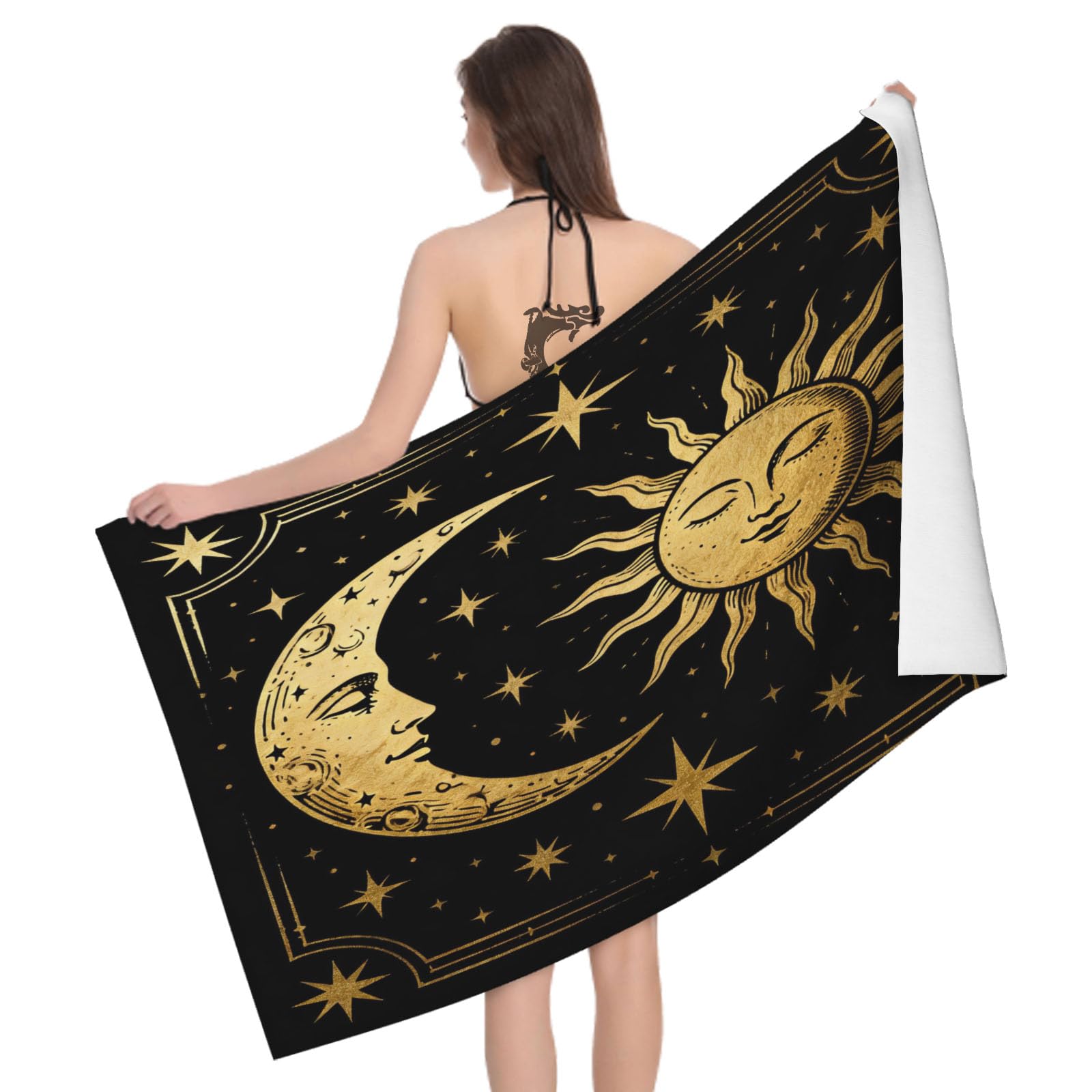 Leichong 3D Divination Beach Towel Large Microfiber Soft Quick Dry for Adults, Occultism Bath Towel Lightweight Soft Absorbent for Travel Swimming Pool Sports, 180 x 90 cm