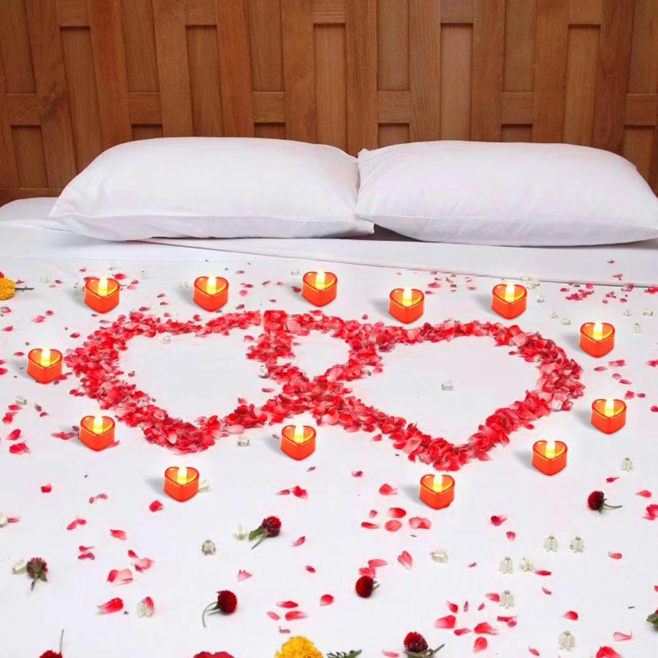 6000 Pezzi Petali di Rosa Artificiali con 72 Pezzi Candele LED Senza