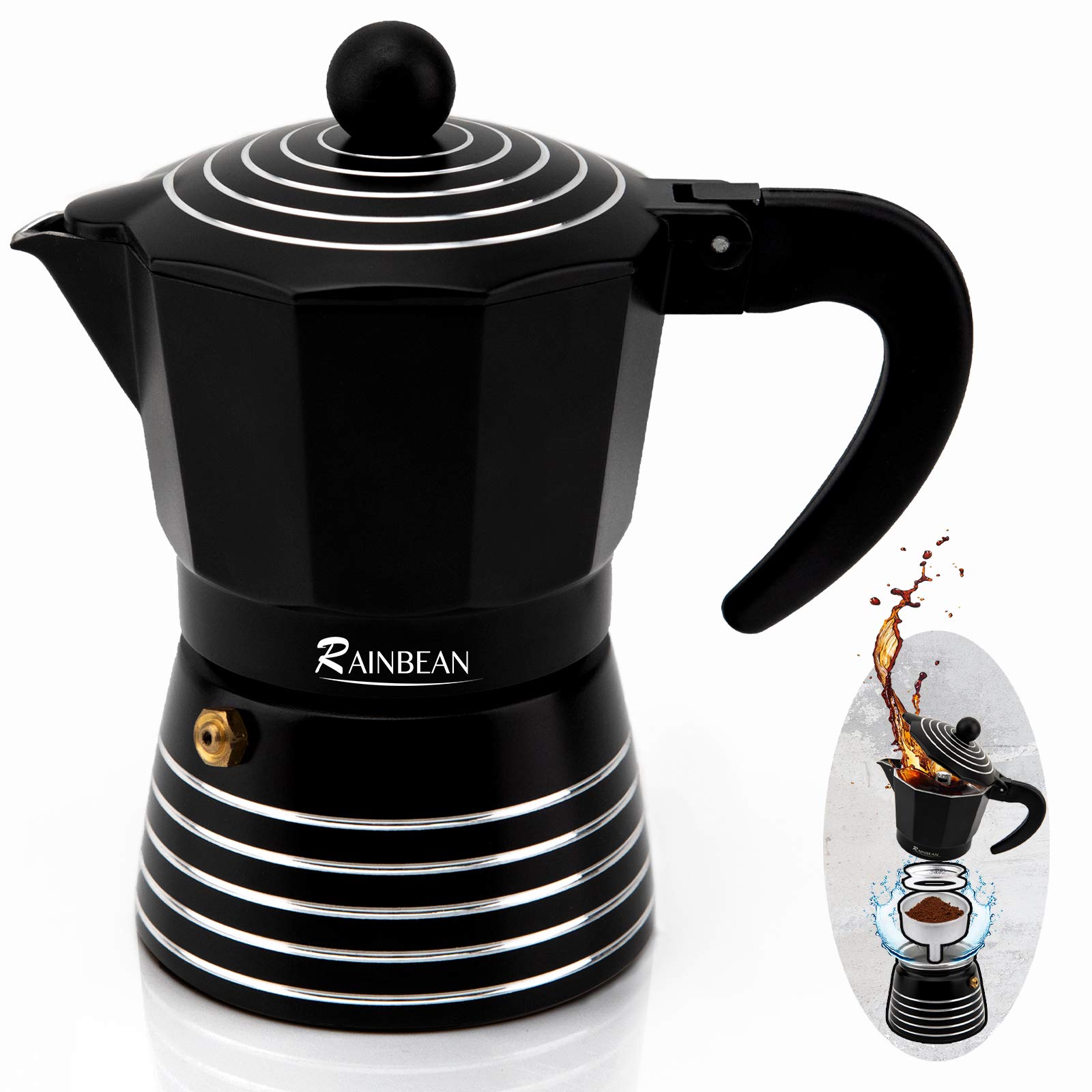 Stovetop Espresso Maker 3 CUP RAINBEAN 