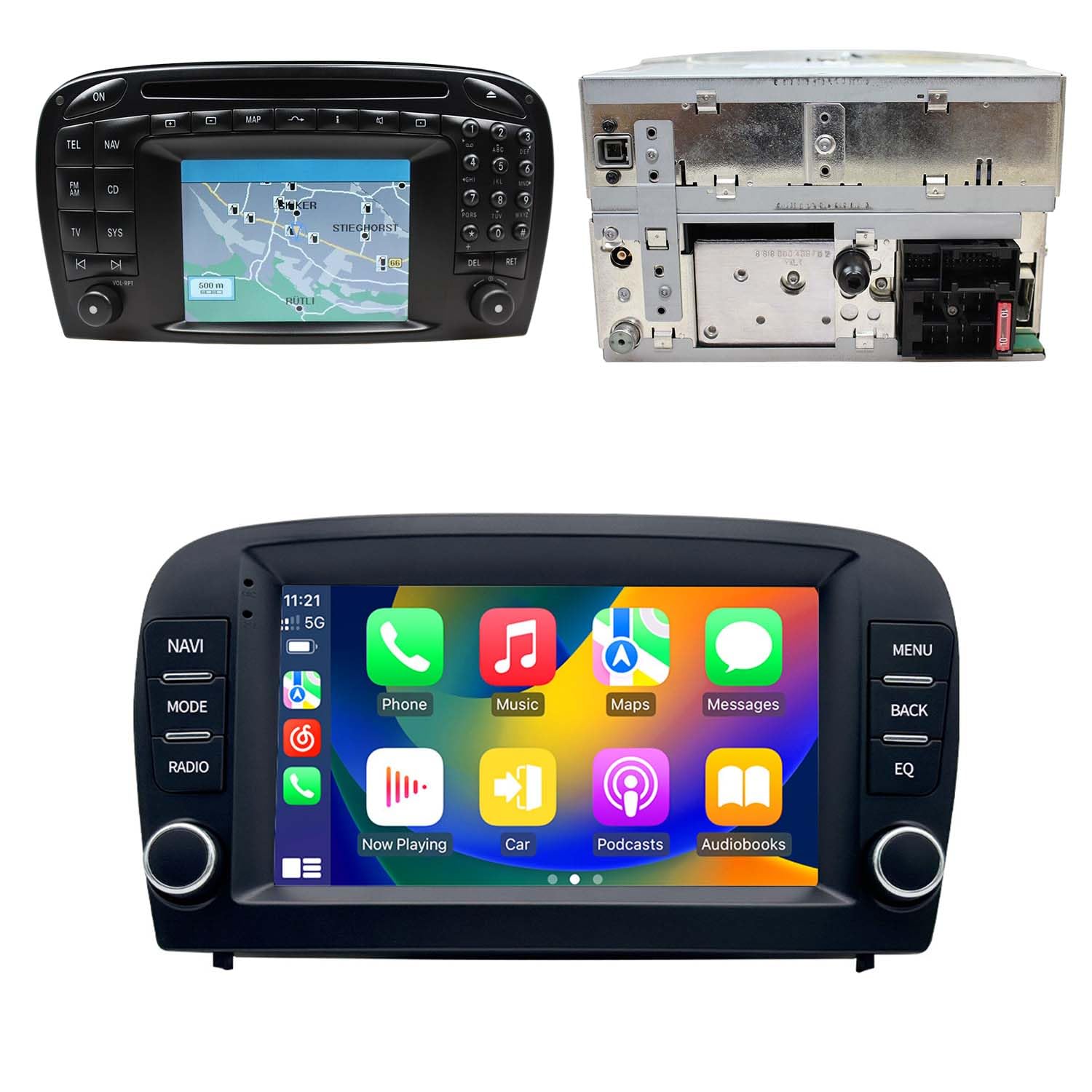 Autoradio Android con navigazione GPS, WiFi, Phone Mirrorlink, radio FM-RDS, Carplay, Stereo Audio Auto Radio Ricambio per Mercedes-Benz SL R129 R230 SL55AMG SL63AMG SL65AMG SL280 SL300 SL350 SL500