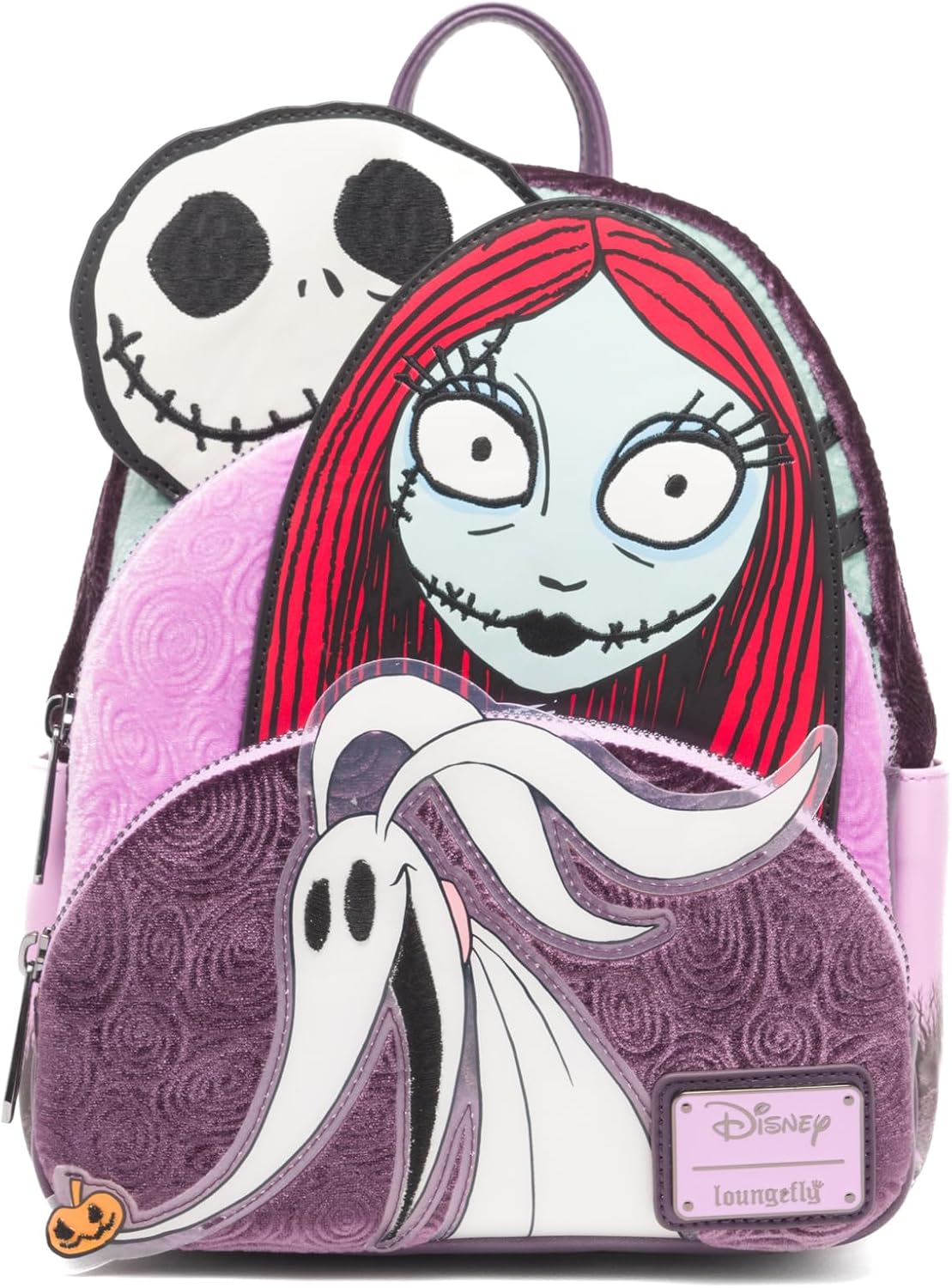 Loungefly Disney Nightmare Before Christmas Glow in the Dark Jack, Sally and Zero Womens Backpack