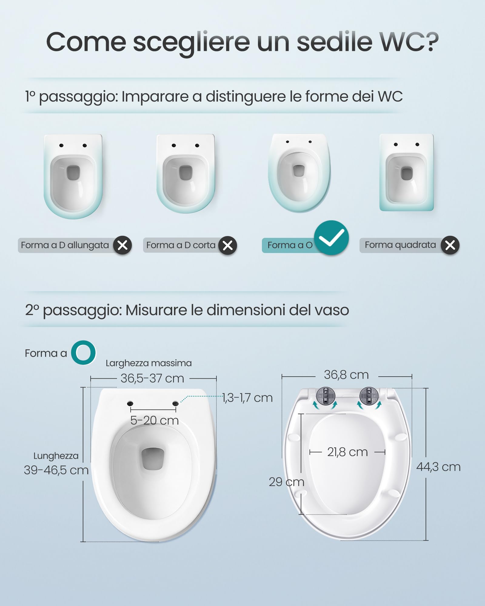SONGMICS Sedile WC a Forma di O, Copriwater a Chiusura Rallentata, Maniglia, Sgancio Rapido, Asse WC Universale Facile da Montare, Sedile Water in Plastica PP, Regge 300 kg, Bianco BTL001WZ01
