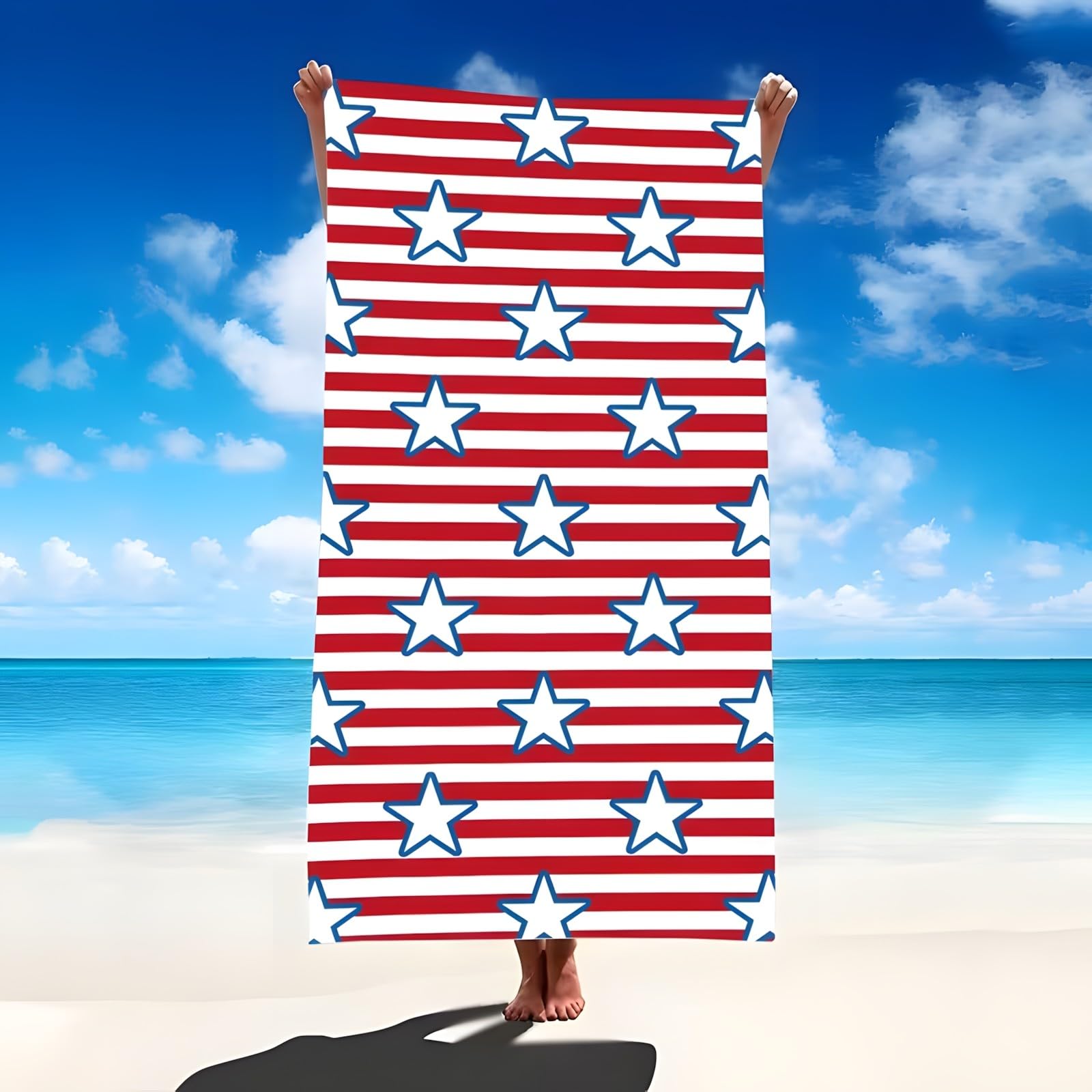 YZQGLHP Flag Microfibre Beach Towel Lines Beach Bath Towel Quick Drying, Lightweight, Sand-Free, Durable, for Pool, Gym, Camping, Travel Towel 90x200cm