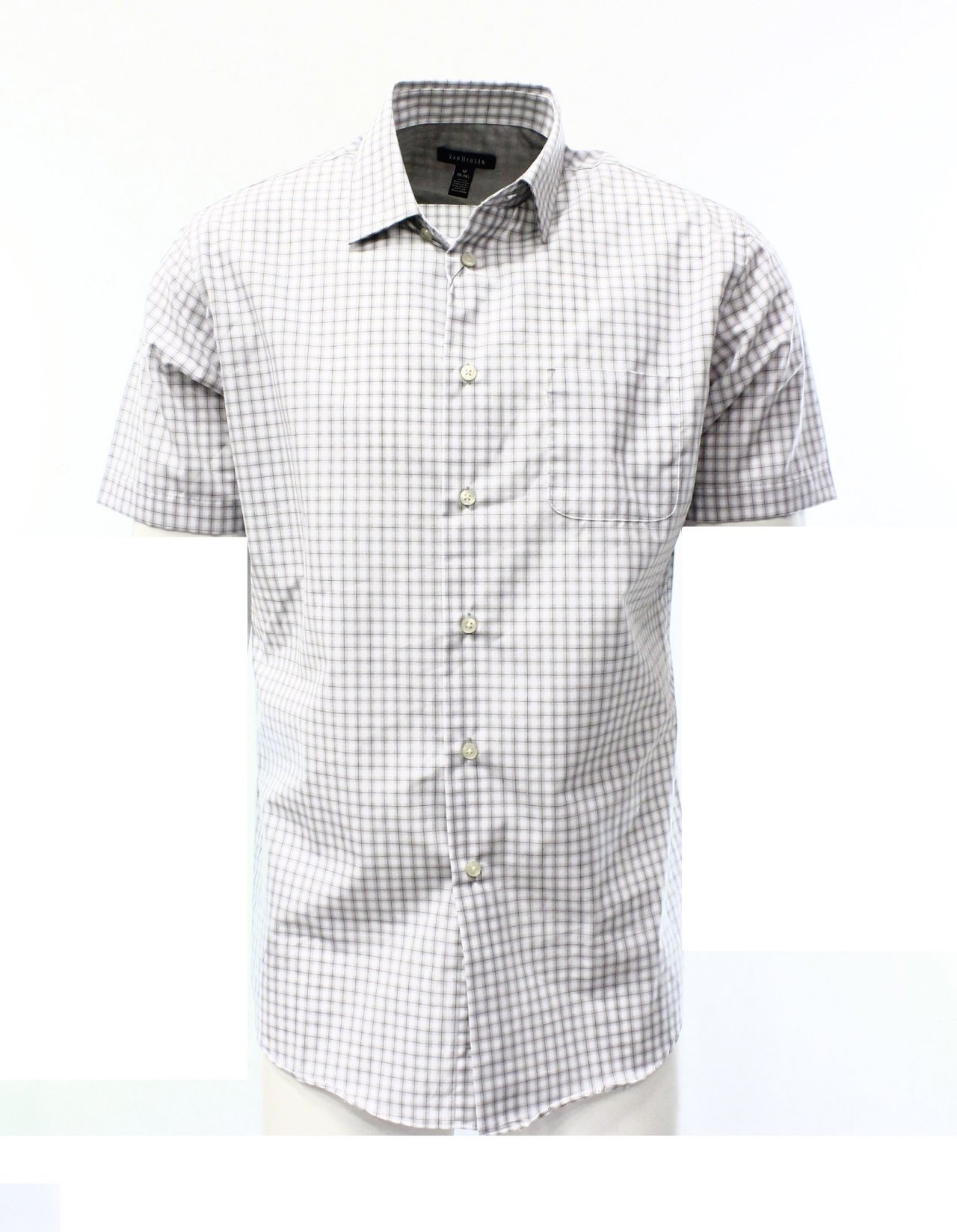 Van Heusen Men's Short Sleeve No-Iron Small Check Button Down