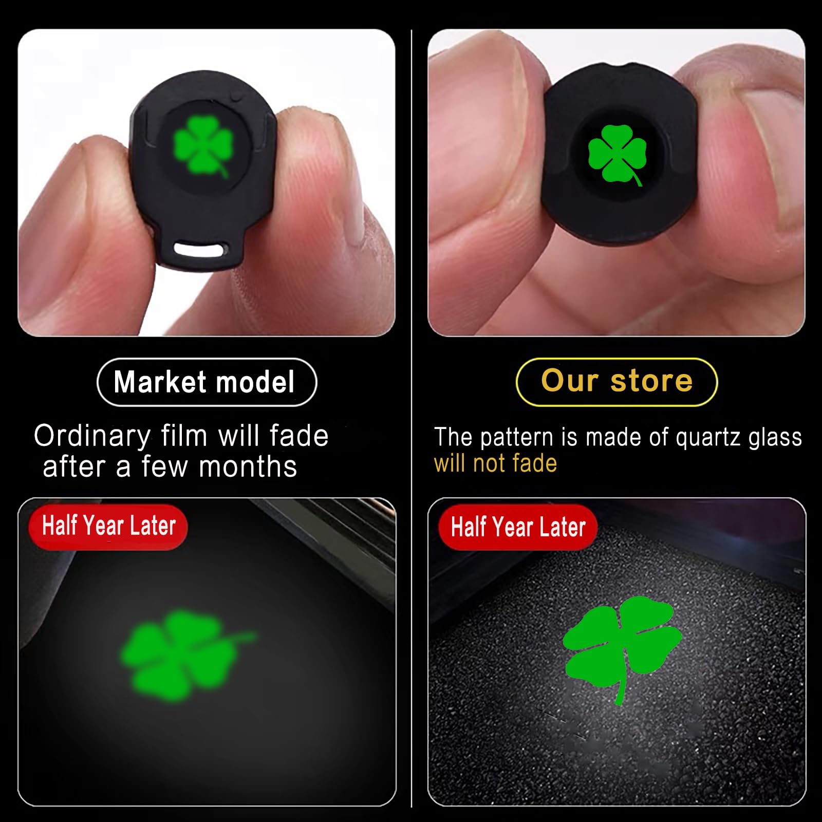 Never Fade for Alfa Romeo Door Light Logo, Projection Ghost Shadow Welcome Puddle Light Compatible with Stelvio Mito Giulietta Giulia Tonale 147 159 Accessories (Clover)