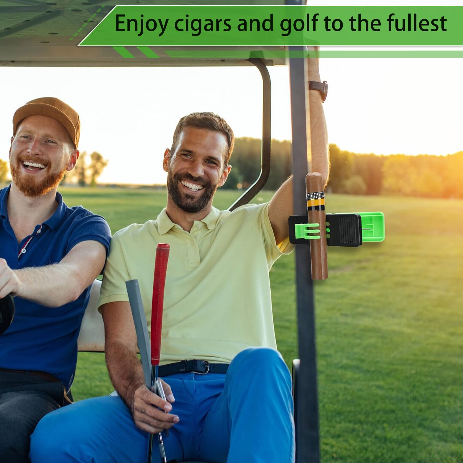 Porta sigari per carrello da golf, clip per sigari da golf, accessorio da golf per gli amanti dei sigari, accessori multiuso per sigari, adatto per carrelli da golf, sedie da spiaggia, navi e