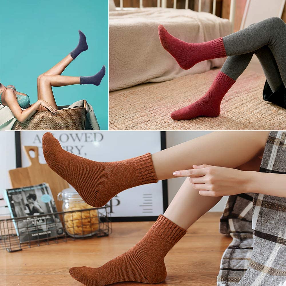 Lot De 5 Chaussettes Chaudes MOSOTECH Hiver - Thermiques Épaisses Taille 35-42 - Cadeau Noël