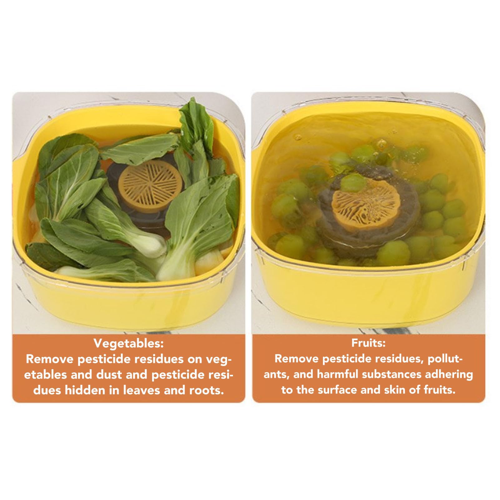 KUIDAMOS Lavadora de Frutas y Verduras Limpiador Portátil IPX7 para Limpieza de Frutas, Verduras, Mariscos, Diseño Compacto,