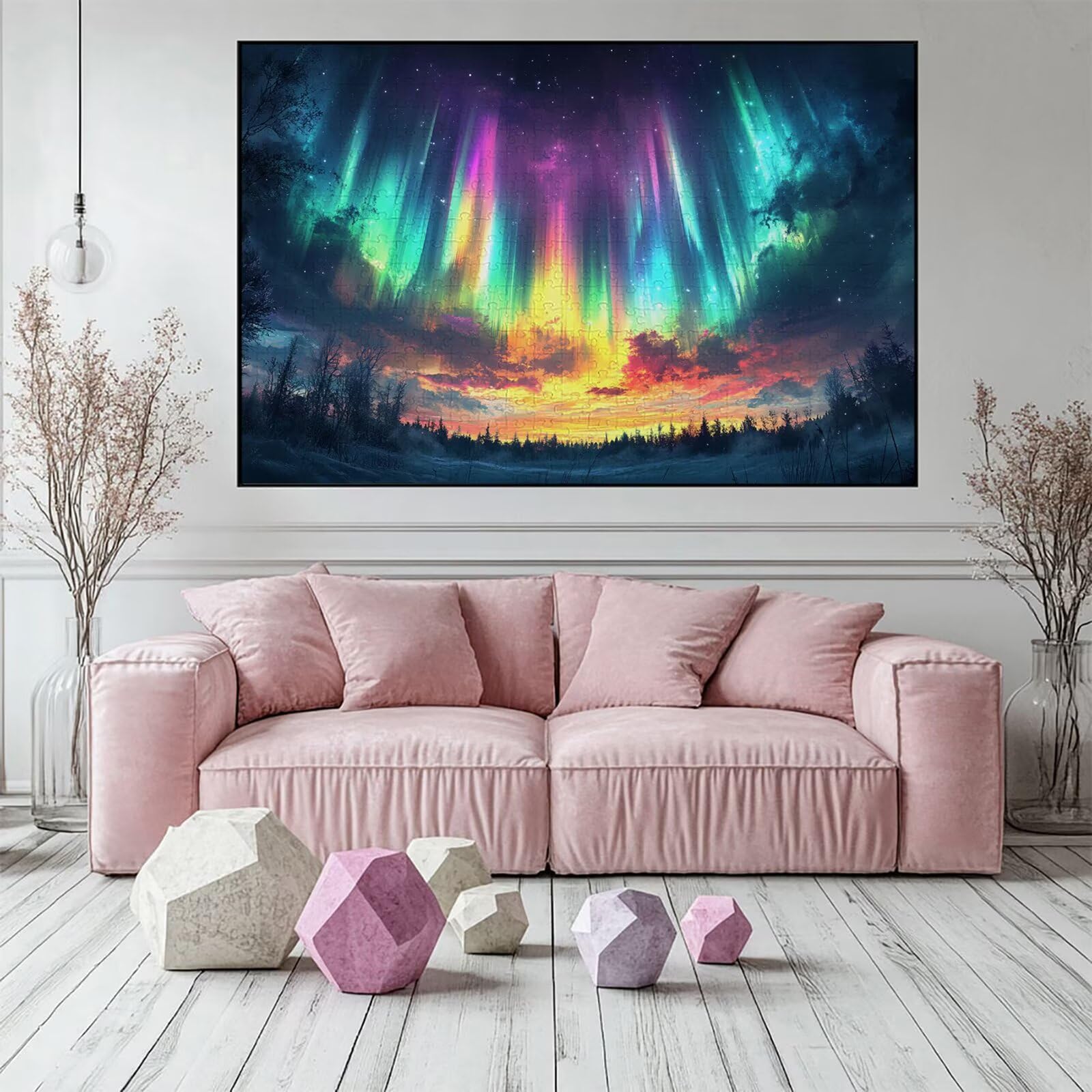 Puzzle 4000 elementów zorza polarna puzzle dla dorosłych natura 141 x 87 cm unikalne rzemiosło klasyczne 3D drewniana układanka do rodzinnych gier biznesowych, układanka zrób to sam do dekoracji ścian