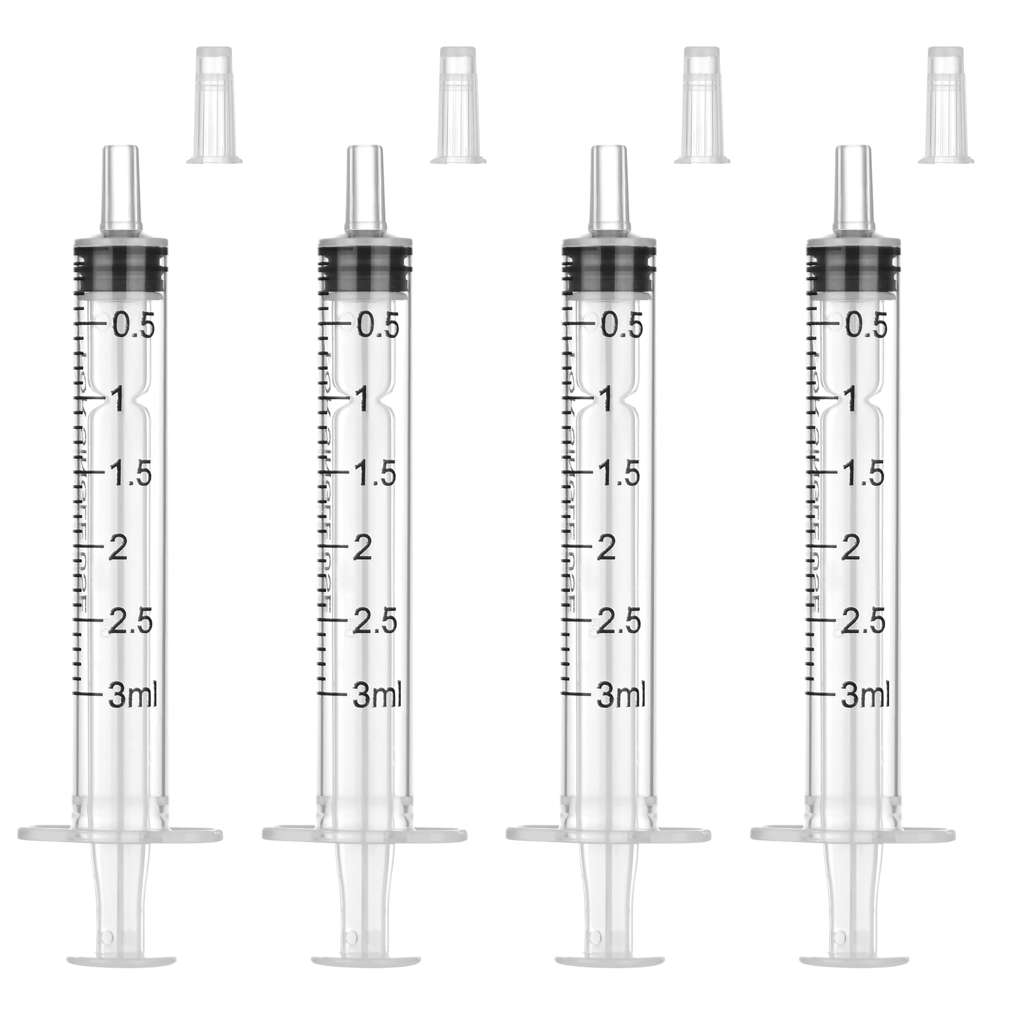 Photo 1 of 30 Pack 3 ml Syringe Without Needle, Syringe with Cap Individually Wrapped, for Liquids, Scientific Labs, Measurement, Dispensing