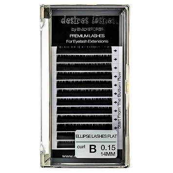 Ellipse Lash 0.15mm Thickness B Curl 14mm Length Flat-Shaped Volume Individual Flat Eye Lashes for Eyelash ExtensionsFakeEllipse,Flat 0.15,B,14mm