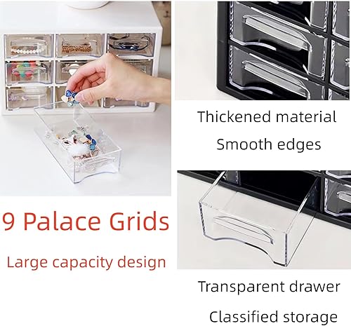 Miniatura 4 de Feadily 1 organizador de cajones grandes para escritorio, organizador de cajones de escritorio con 9 cajones transparentes, cajones de