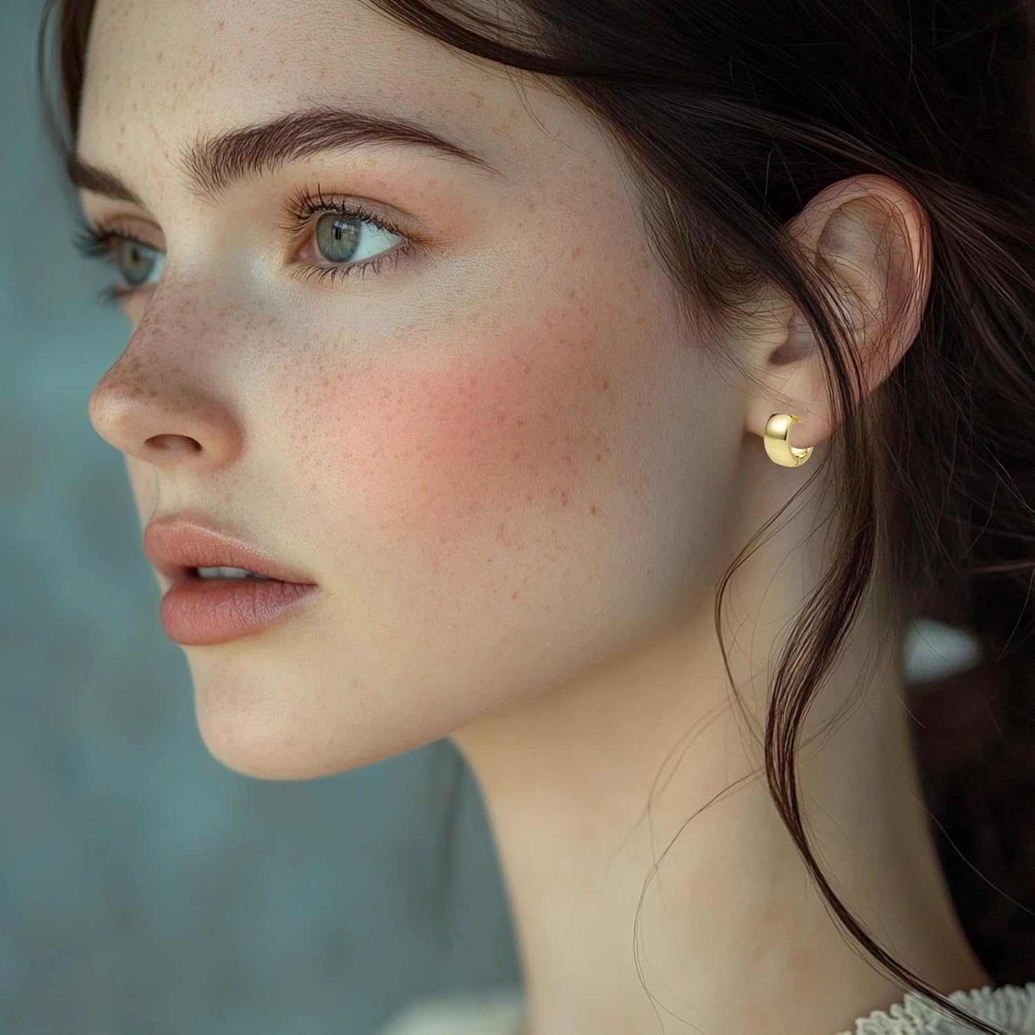 Chunky Hoop Earrings for Women Sterling Silver Thick Huggie Hoops Earrings Jewelry - Image 2