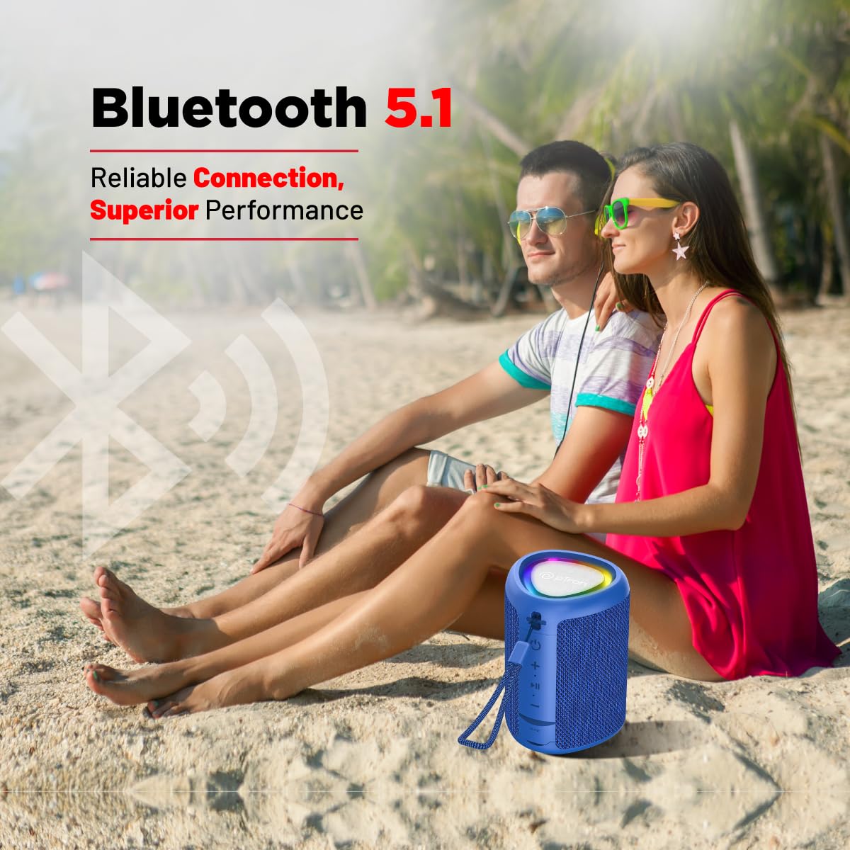 pTron Mini altoparlante Bluetooth Fusion Mount con suono coinvolgente da 12 W, 10 ore di riproduzione, luci RGB, modalità di riproduzione multipla-BT5.1/scheda TF/porta AUX, funzione TWS e ricarica di