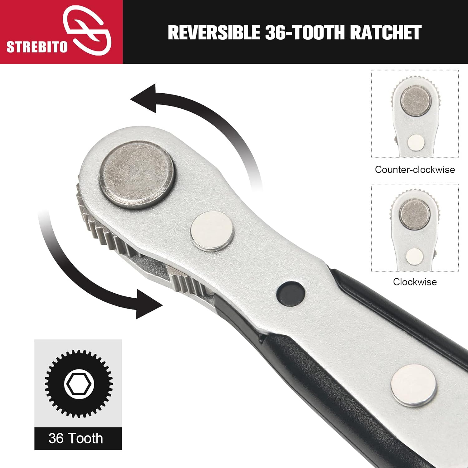 STREBITO Mini Ratchet Set, 22-Piece 1/4 Ratchet Right Angle Screwdriver, 36-Tooth Small Ratcheting Wrench Bit Ratchet For Tight Spaces, with Phillips, Slotted, Torx, Hex, Square and Adapter for Socket