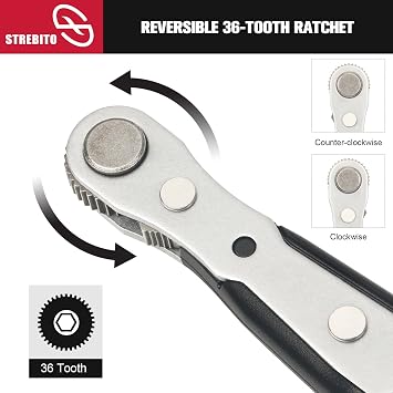 STREBITO Mini Ratchet Set,1/4 Ratchet Offset Screwdriver for Tight Spaces