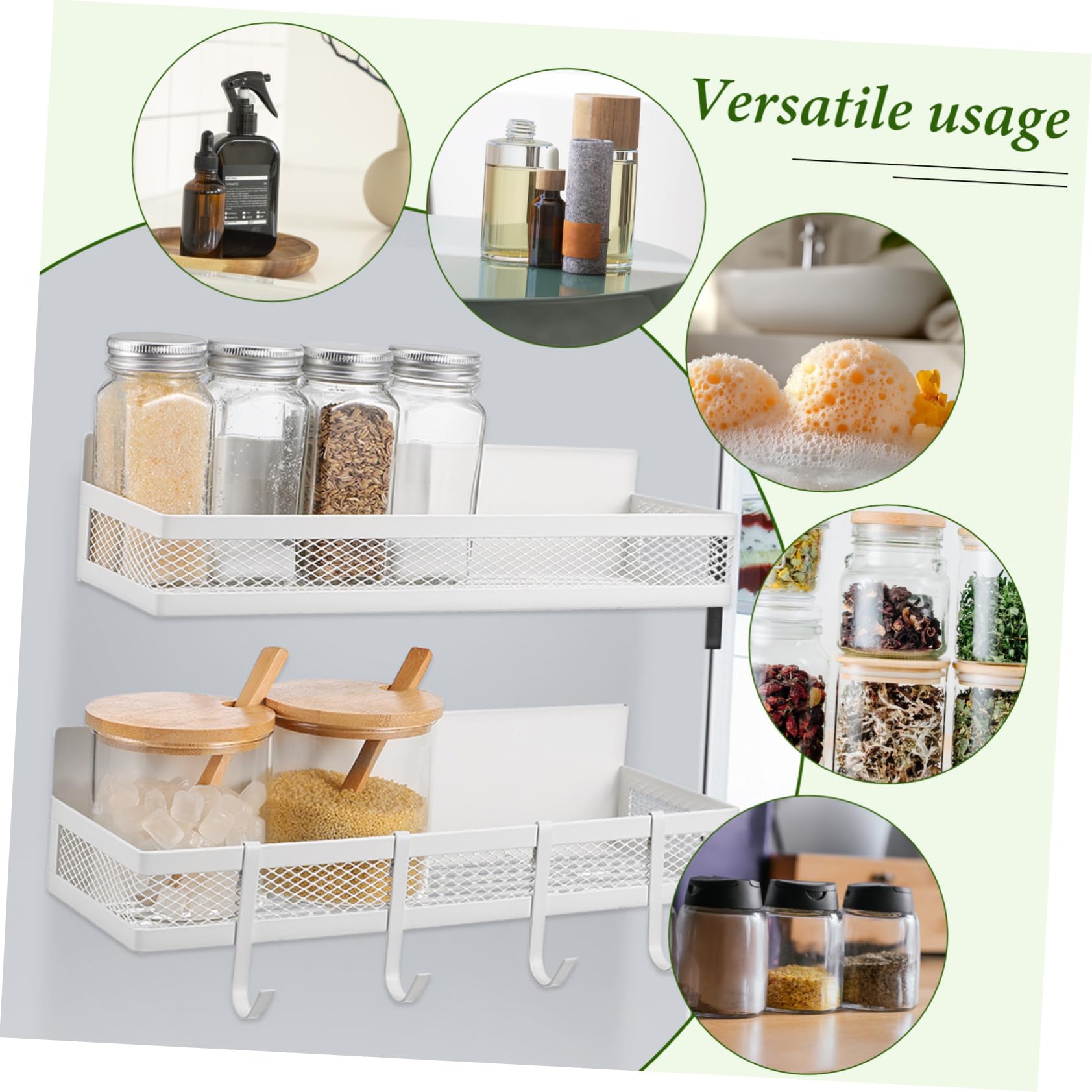 Cabilock Mensola Magnetica Versatile Per Cucina E Bagno 2 Pezzi Porta Spezie Per Frigorifero Con Ganci Portaoggetti