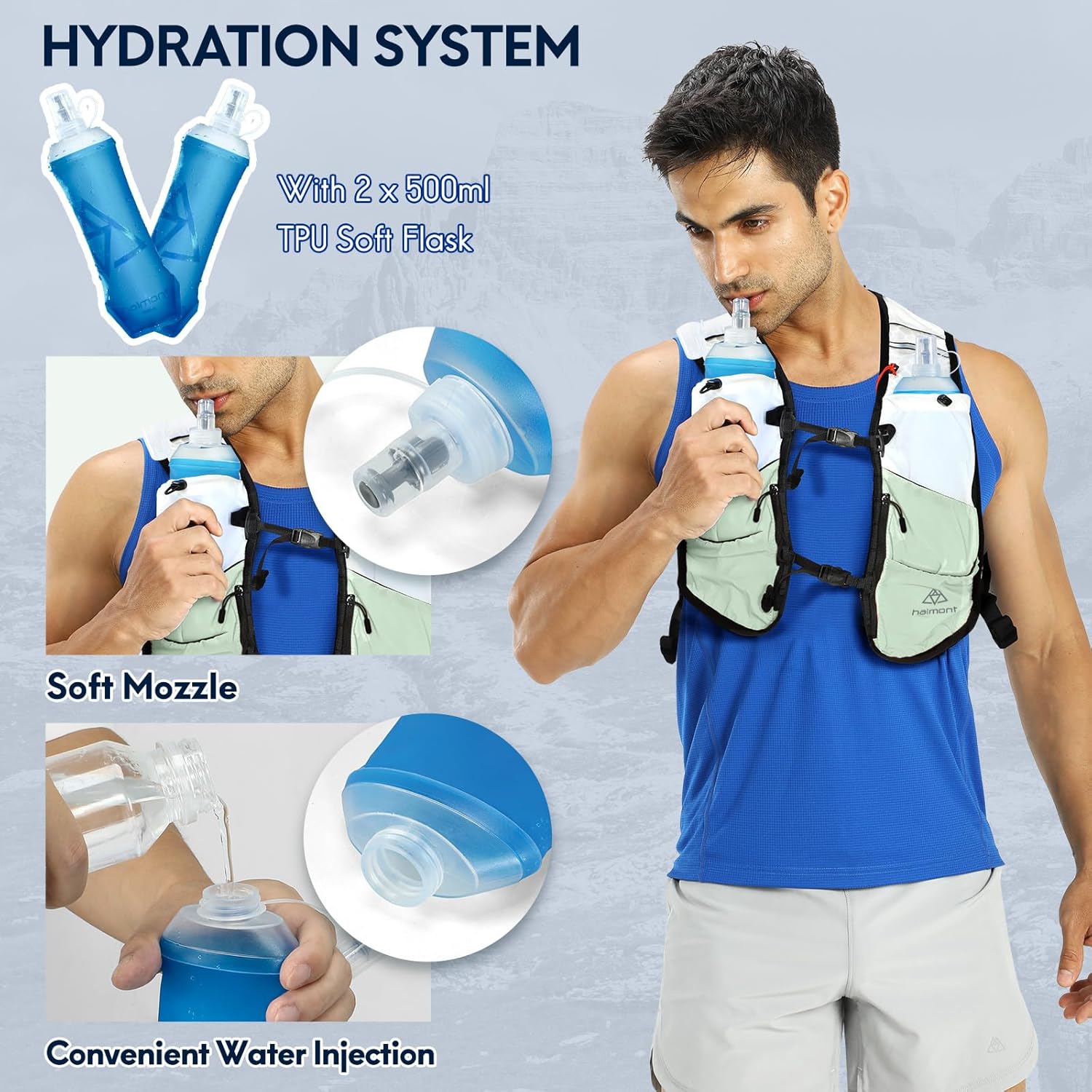 Haimont Running Hydration Vest, 5L Lightweight Runner Vest Pack for Women Men, Trail Running - Image 3