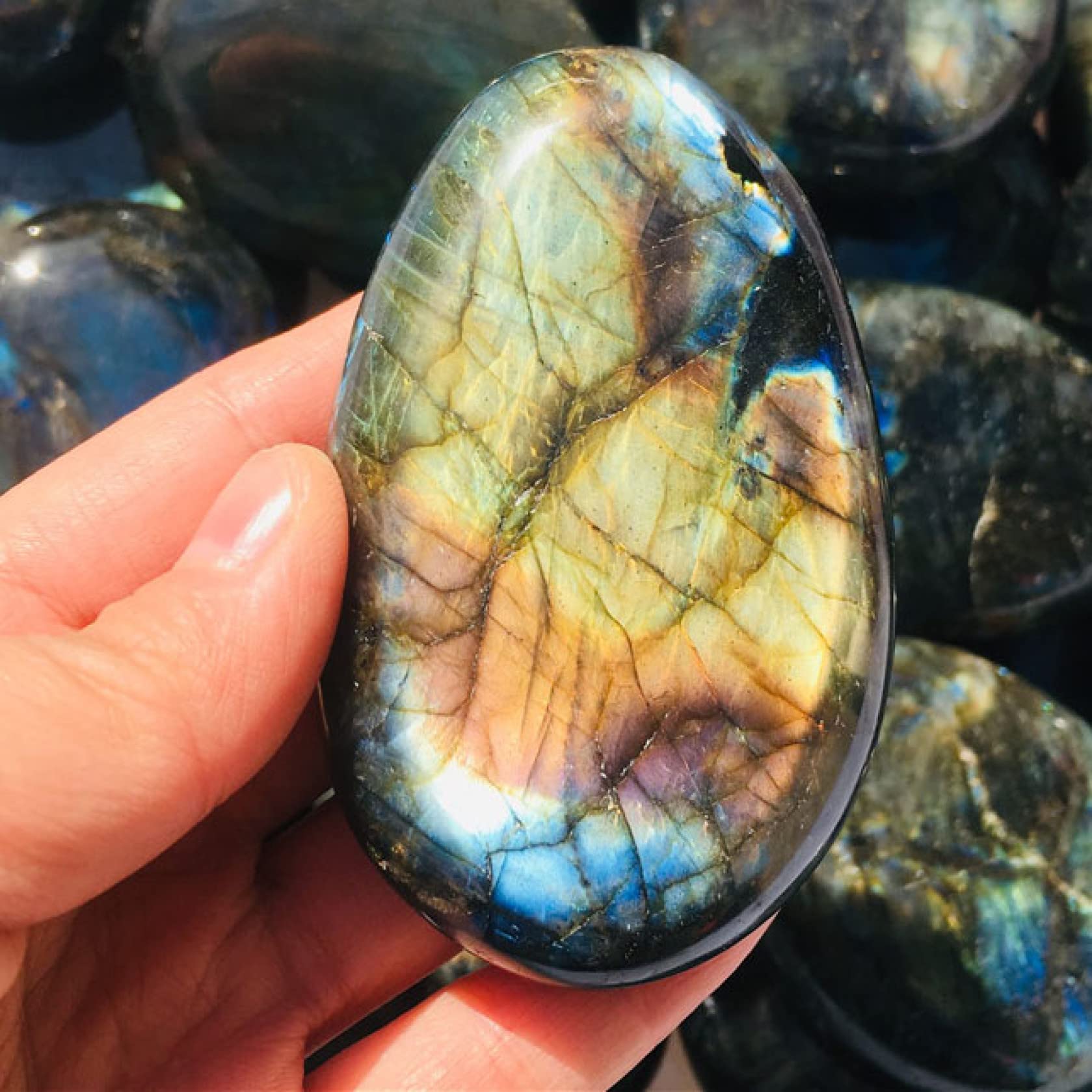 Amazon｜天然水晶 1 ピース ナチュラル イエロー ブルー レインボー