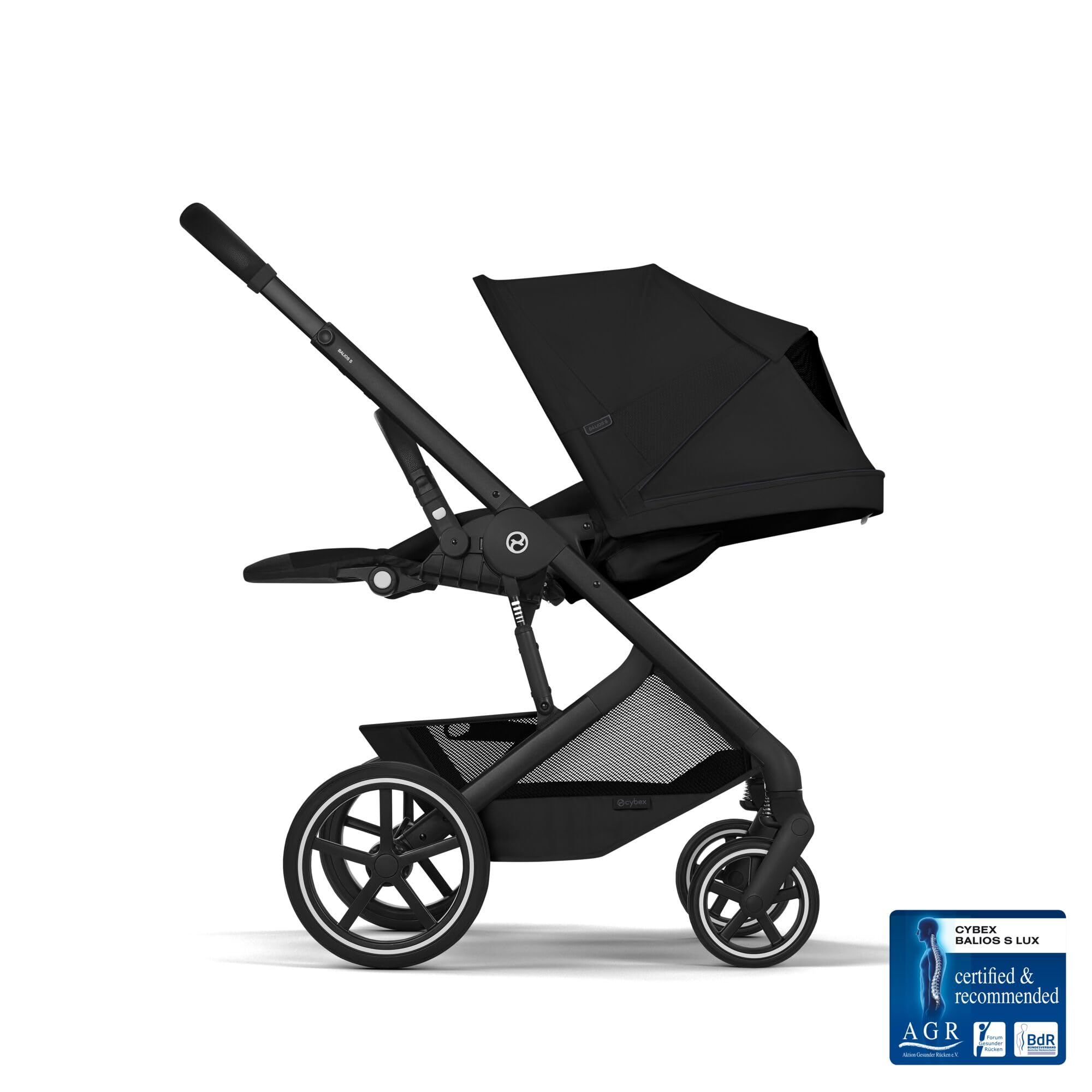 CYBEX Gold Poussette BALIOS S LUX, Moon Black | De la naissance à 4 ans, jusqu'à 22 kg max, système de voyage, position allongée ergonomique, roues tout-terrain