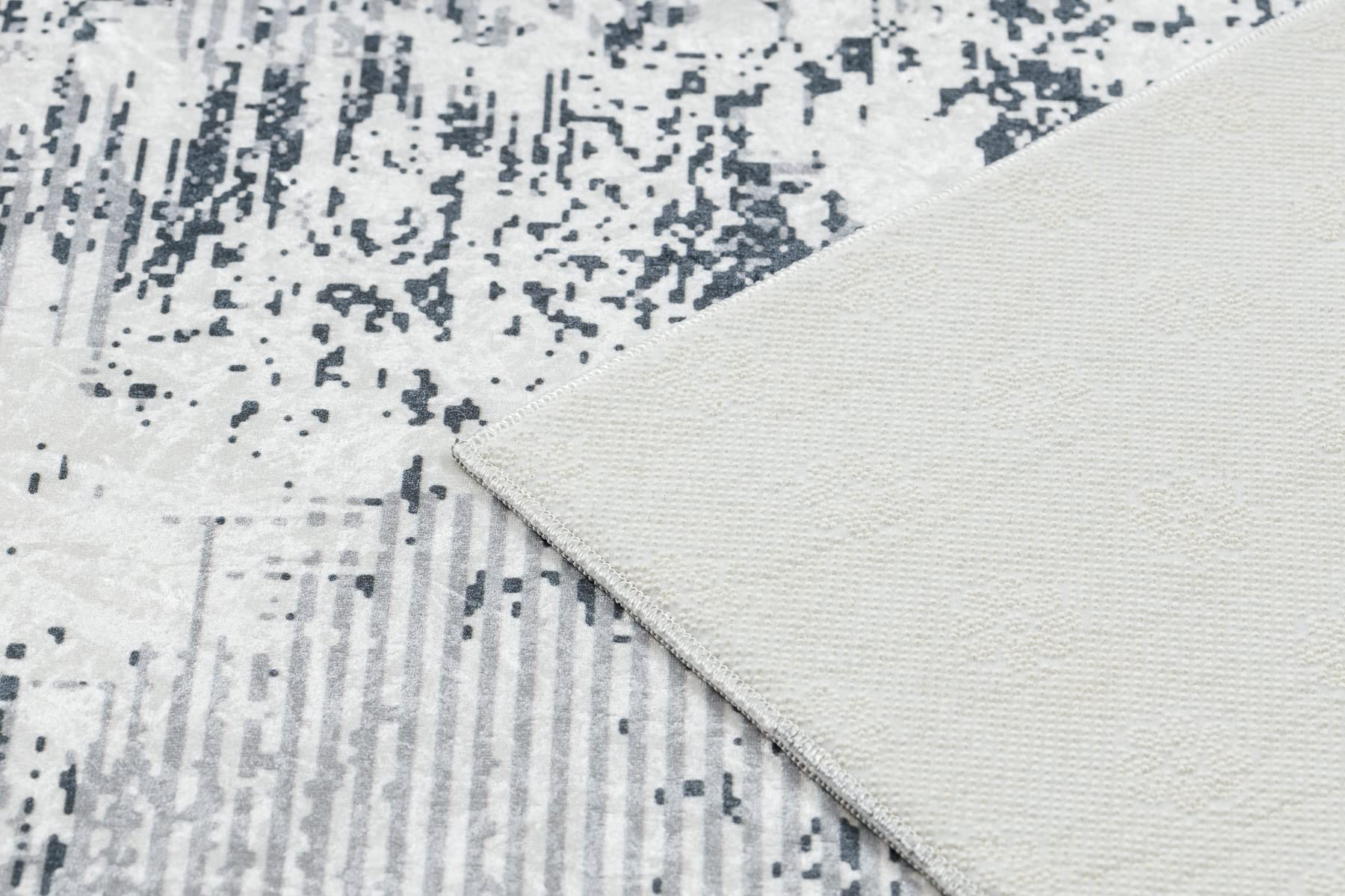 rugsx Tappeto moderno lavabile ANDRE per la camera dei bambini, il soggiorono, la hall, la moquette lavabile in lavatrice, Marmo, Greco, antiscivolo - nero/bianco 160x220 cm