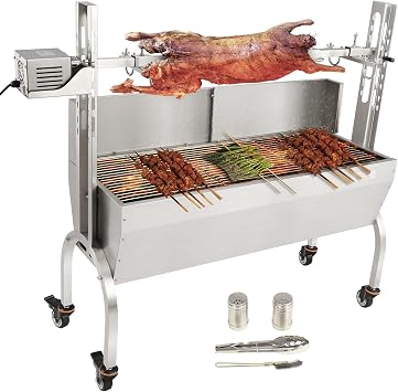 50W 132LBS Roaster Spit Rotisserie BBQ Grill for Pig, Lamb, and Chicken