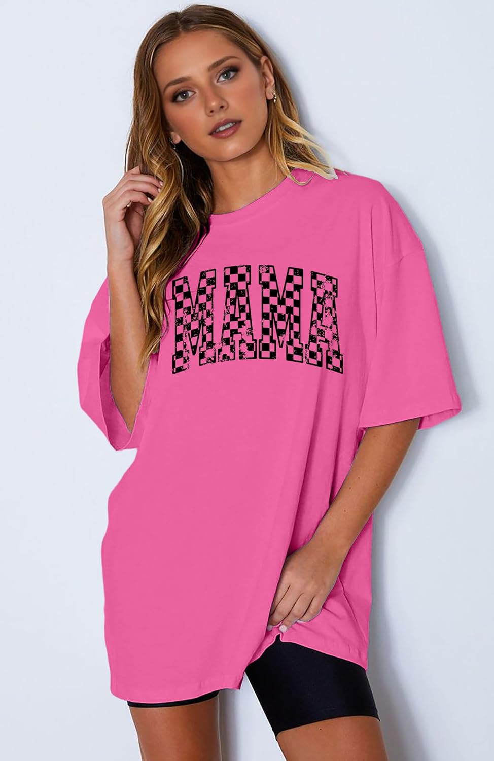 LAZYCHILD Mama Oversized Shirts for Women: Mom Oversized Graphic T-Shirt Mama Letter Print Short Sleeve Tops - Image 3