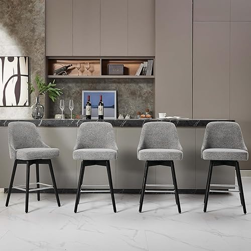 Miniatura 6 de Juego de 2 taburetes de bar giratorios tapizados de 30 pulgadas de altura con base de metal resistente y asiento cómodo, taburetes de bar de altura