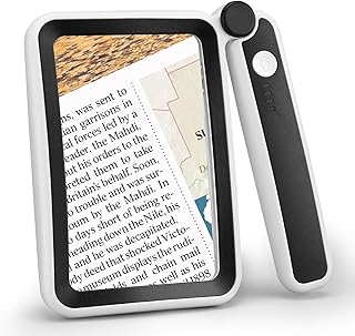 5-fache Lupe, verbesserte große Lupe zum Lesen, LED dimmbar, leichte Handlupe für Senioren, Lesen von Büchern, Zeitung, Kleiner Druck, Schwarz