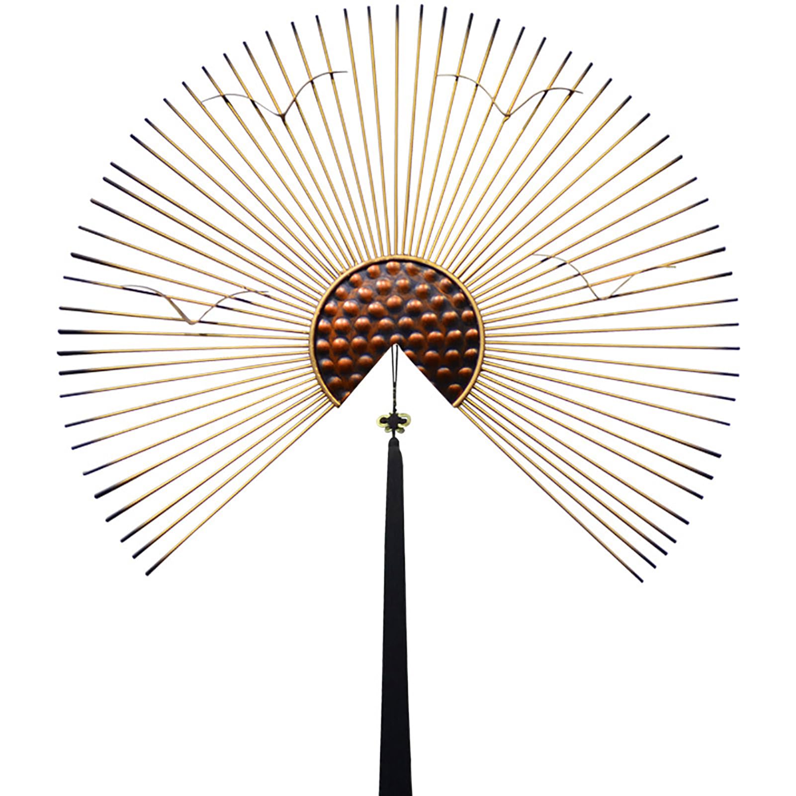 Jyhcd Metallics With Neutral Tones Metal Fan Wall Decor Living Room - Large Wall Hanging Fan - Wrought Iron Fan Wall Art Decor, Modern Wall Sculpture Home Decoration For Living Room, Bedroom, Bathroom, Kitchen,80Cm/31.4In