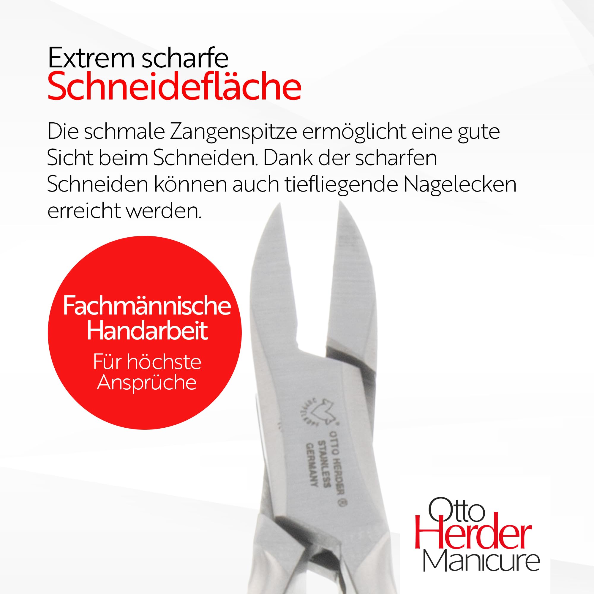 Otto Herder - Pinza per unghie dei piedi, 13 cm, in acciaio inox, con molla e punta particolarmente fine