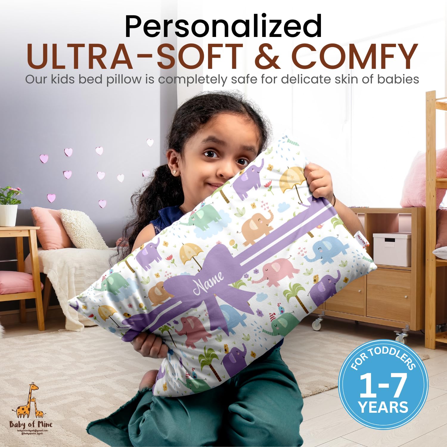 Baby of Mine Personalised Premium Baby Pillow – Super Soft Cotton Cushion for Kids (1 Month–5 Years), Cute Cartoon & Animal Prints, Neck Support, Head Shaping Pillow for Baby Sleep & Bedtime Comfort 1