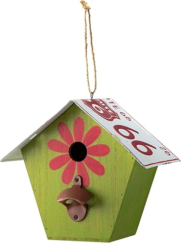 Glitzhome 10.75 ''H colgante Birdhouse madera lavada verde placa jardín pájaro casa para exteriores