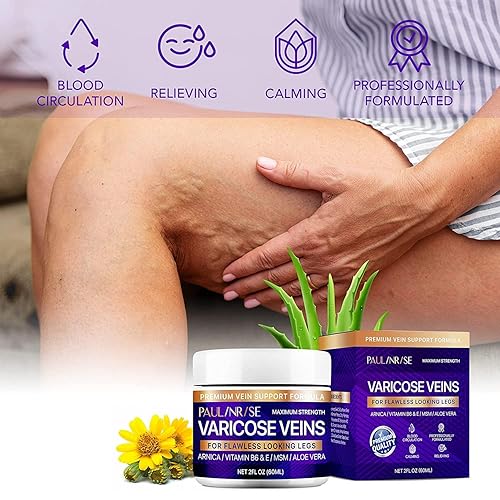 Miniatura 2 de Crema para venas varicosas para piernas mejora la circulación sanguínea, reduce las arañas vasculares y la pesadez, 2 onzas