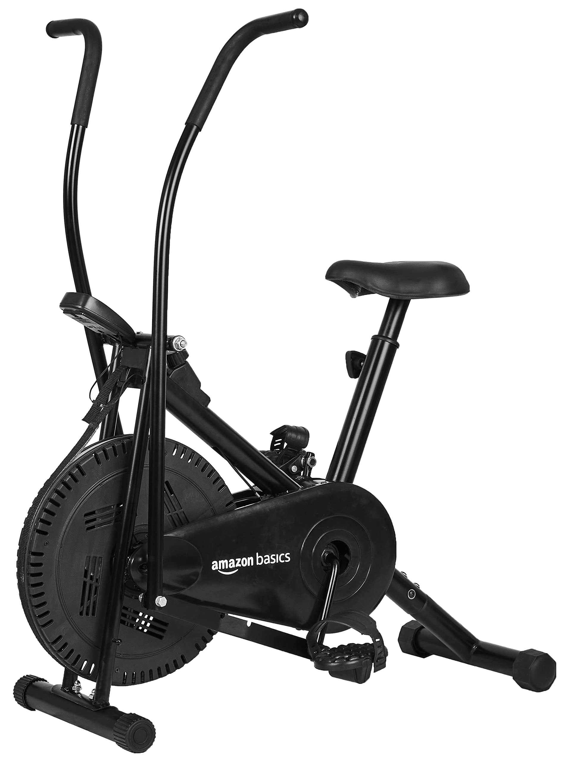 amazon basics Air Bike Exercise Cycle With Moving Or Stationary Handles, Adjustable Cushioned Seat, Max User Weight 110 Kg, Multi
