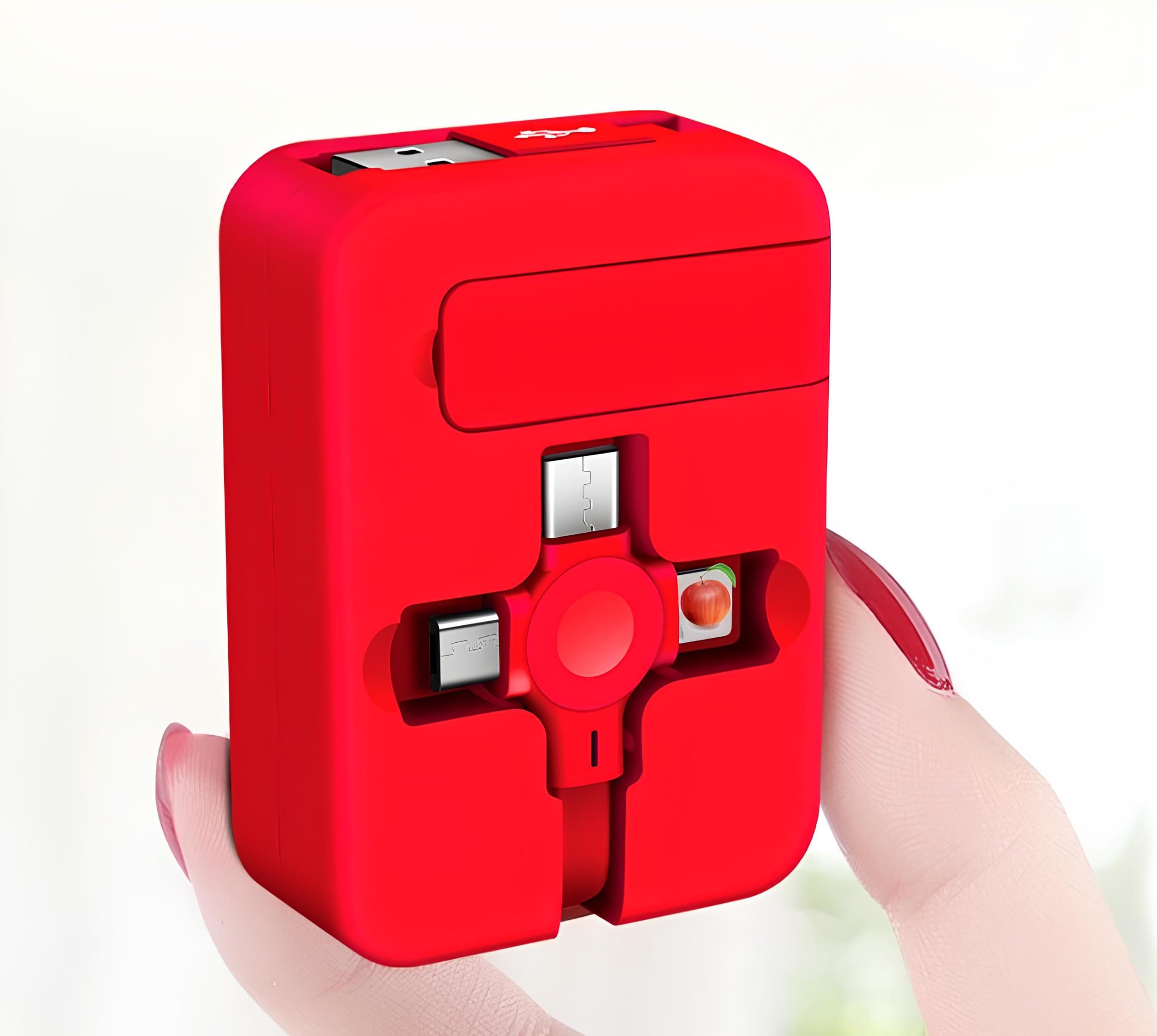 Multi Charging Retractable Cable with Phone Stand, 4 in 1 USB Charger Cord with Type C, Micro USB and iPhone Connector, Fast Charging and Data Cable for Travel and Everyday Use