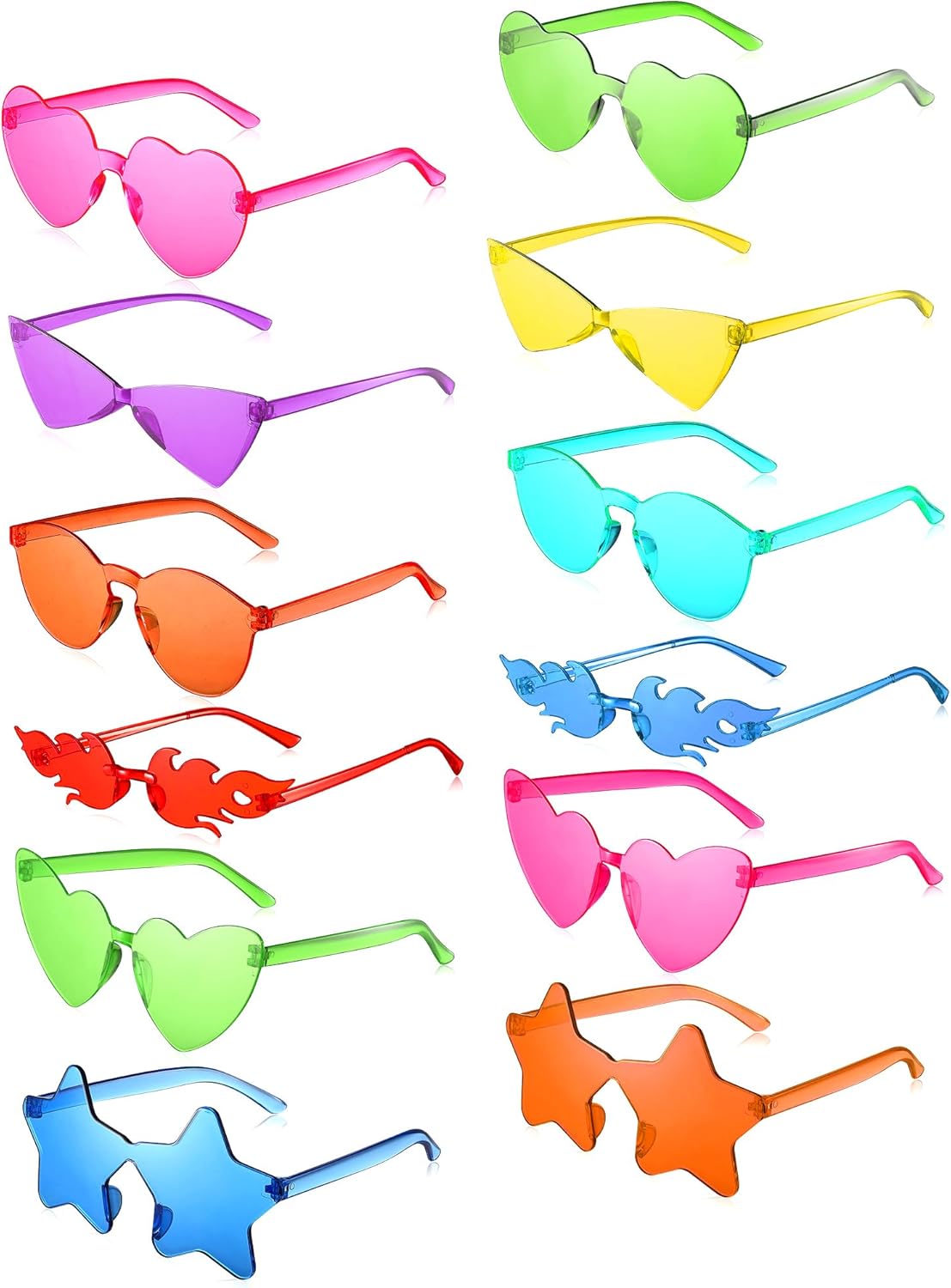 Kanayu 12 Pcs Mixed Style Rimless Sunglasses Retro Party Favors Eyewear for Bachelor Party Photoshoot Costume Accessories