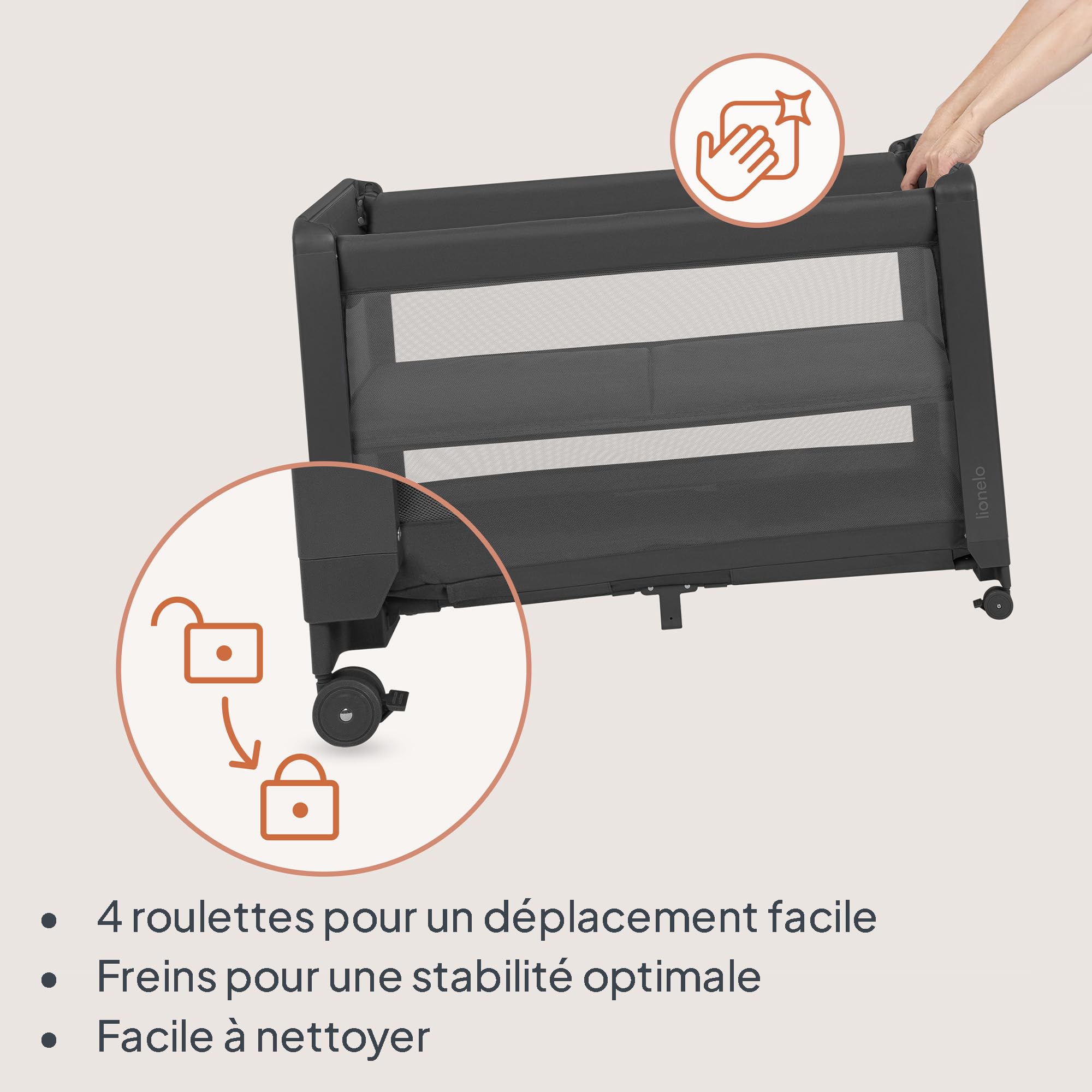 lionelo Patty Lit Parapluie avec Matelas 5 en 1, Lit Parapluie Bebe Cododo, Lit De Bebe, Parc Bébé Pliant avec Sac Et roulettes, De La Naissance À 15 Kg