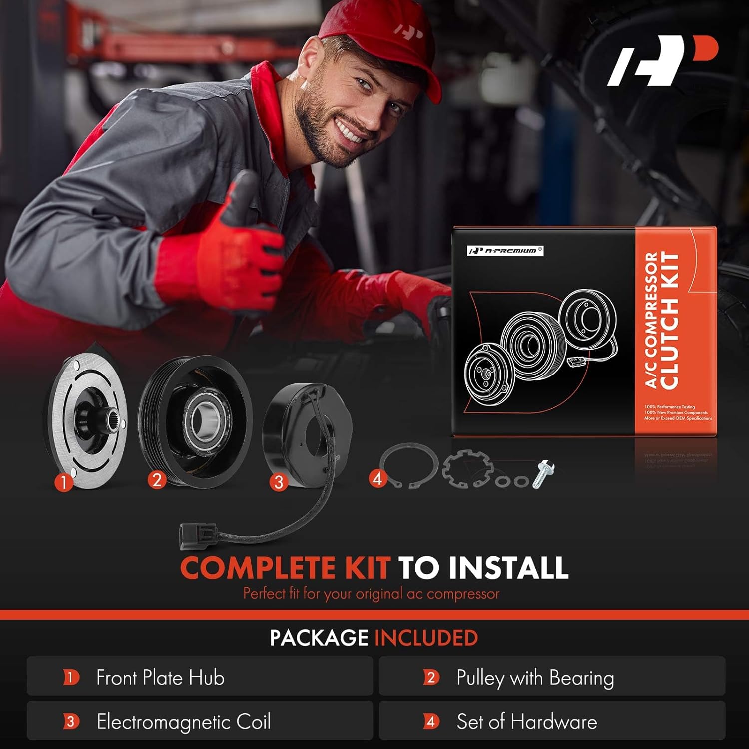 A-Premium Air Conditioner AC Compressor Clutch Kit Compatible with Chevrolet Traverse 2009-2012 3.6L & GMC Acadia 2007-2012 3.6L & Buick Enclave 2008-2012 3.6L & Saturn Outlook 2007-2010 3.6L