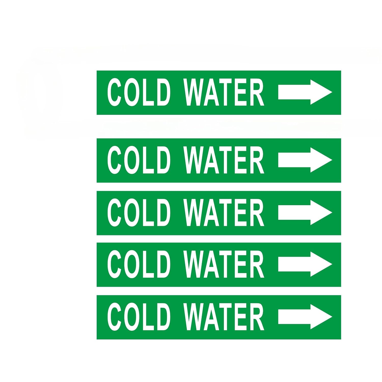 Pipe Flow Markers Label Stickers with Arrows 20 Packs 1-3/5 x 8 Inch Self-Stick Pipe Identification Marking Labels, Cold Water Right-Pointing Arrow