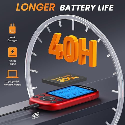 Miniatura 5 de Estimulador muscular de unidad TENS de doble canal, máquina EMS TENS 3 en 1 con 24 modos y 40 niveles, masajeador EMS recargable para alivio del