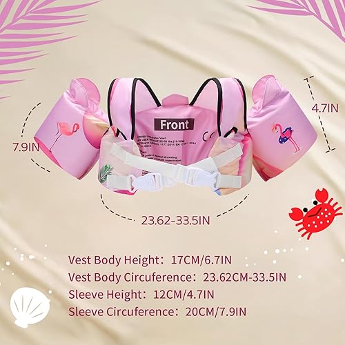 Miniatura 5 de Elejolie - Chaleco de natación para bebés para aprender a nadar, chaqueta de ayuda de natación para bebés de 2, 3, 4, 5 y 6 años, alas de agua