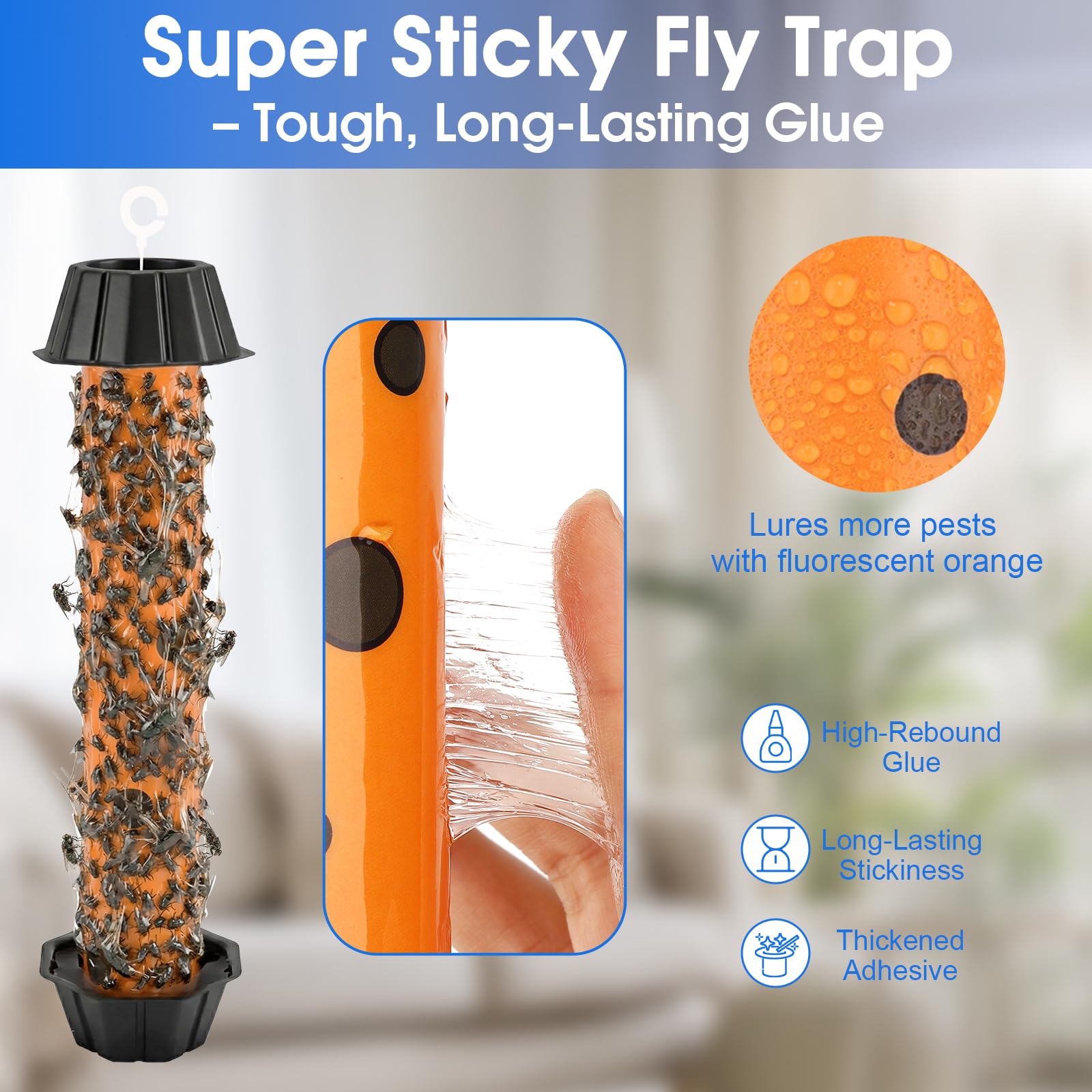 6 Pack Fliegenfalle Stick, Sticky Fly Traps Indoor/Outdoor, Fliegenfänger Papierband Streifen für Zuhause, fängt alle Käfer und Schnaken, Mücken, Fliegende Insektenvernichter