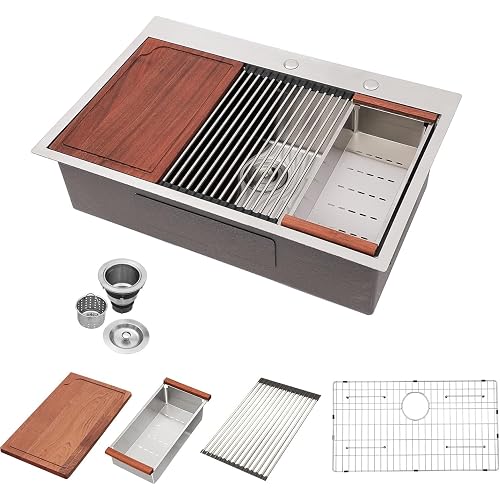 33 Drop In Workstation Kitchen Sink