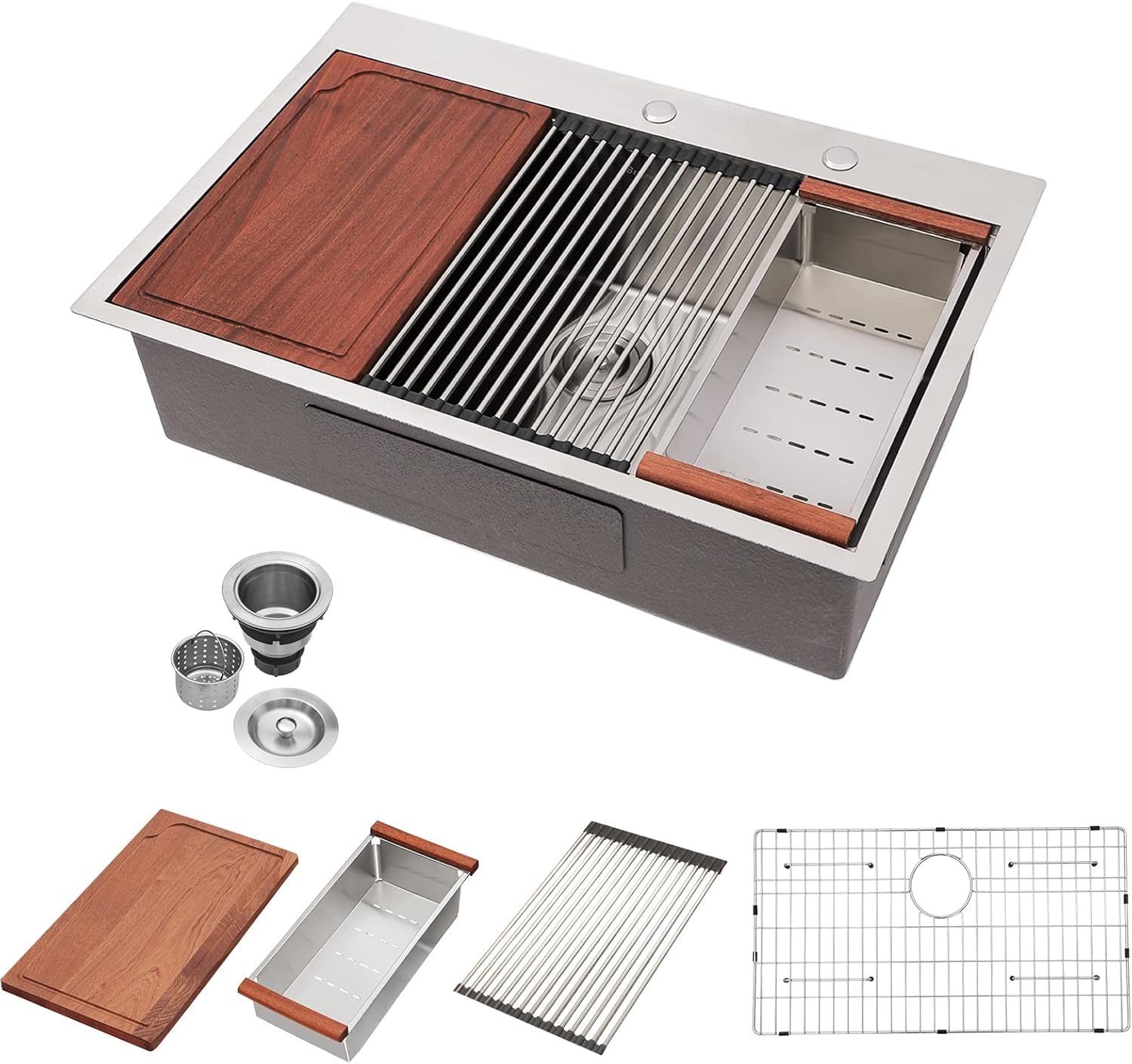 Beslend 33-inch Drop In Workstation Sink